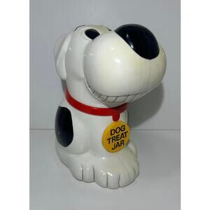 Vintage Fundamental 10" Barking Smiling Dog Treat Jar Working Cookie 1991